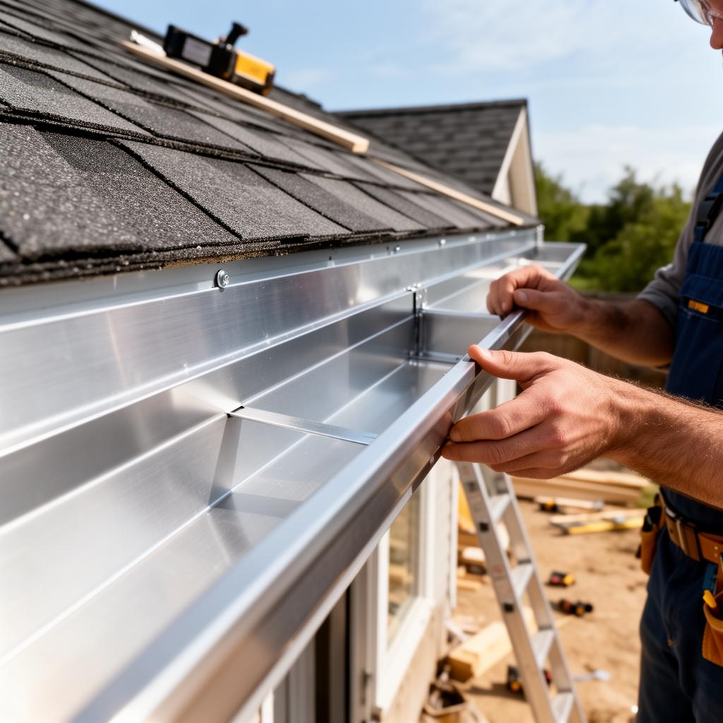 Gouttières aluminium sur mesure posées sur toiture